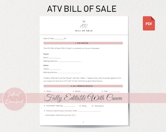 Modèle complet de facture de vente de VTT | Document juridique | Téléchargement instantané | Modifiable avec Canva