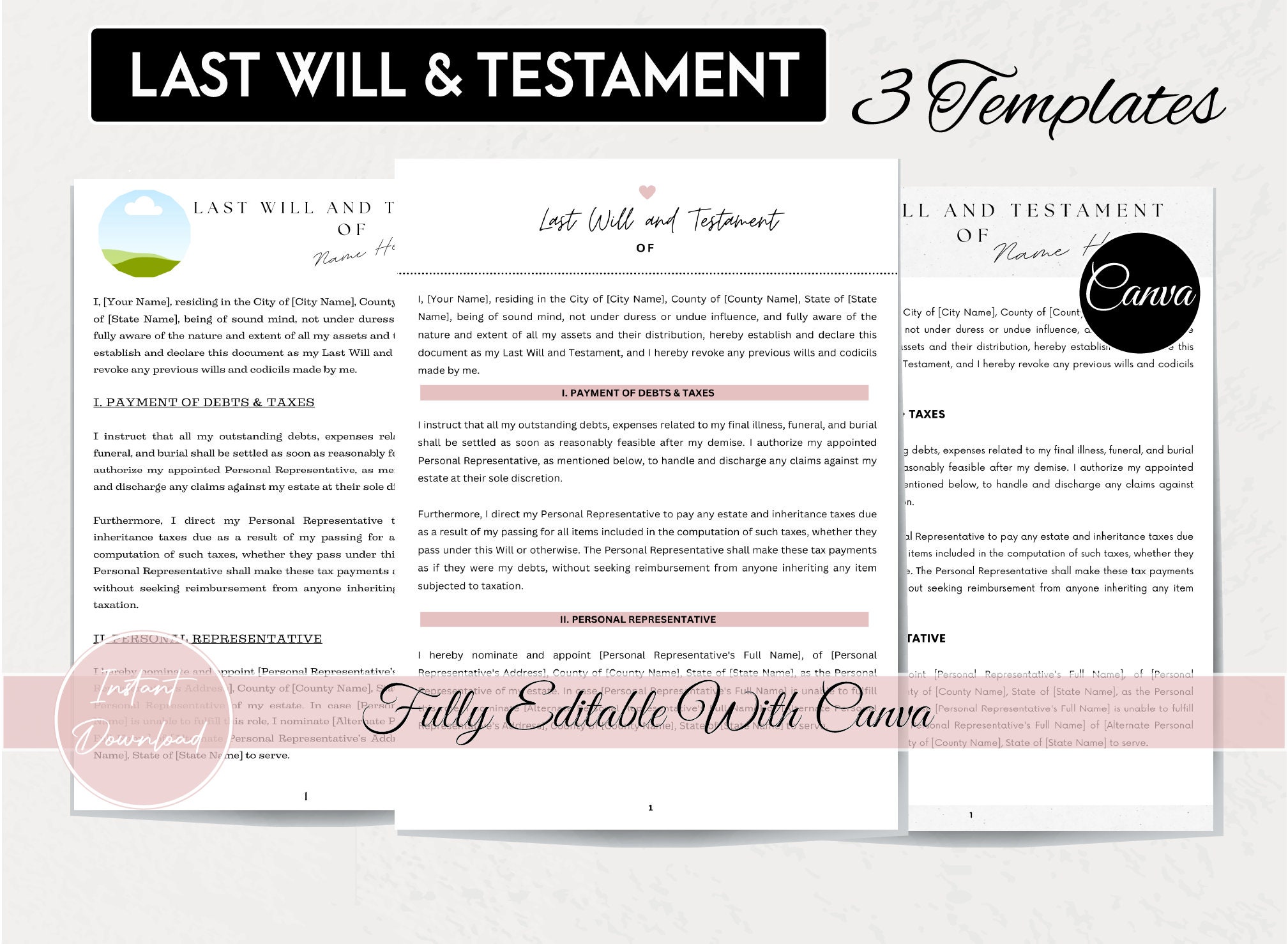 last will and testament template | will template | last will form