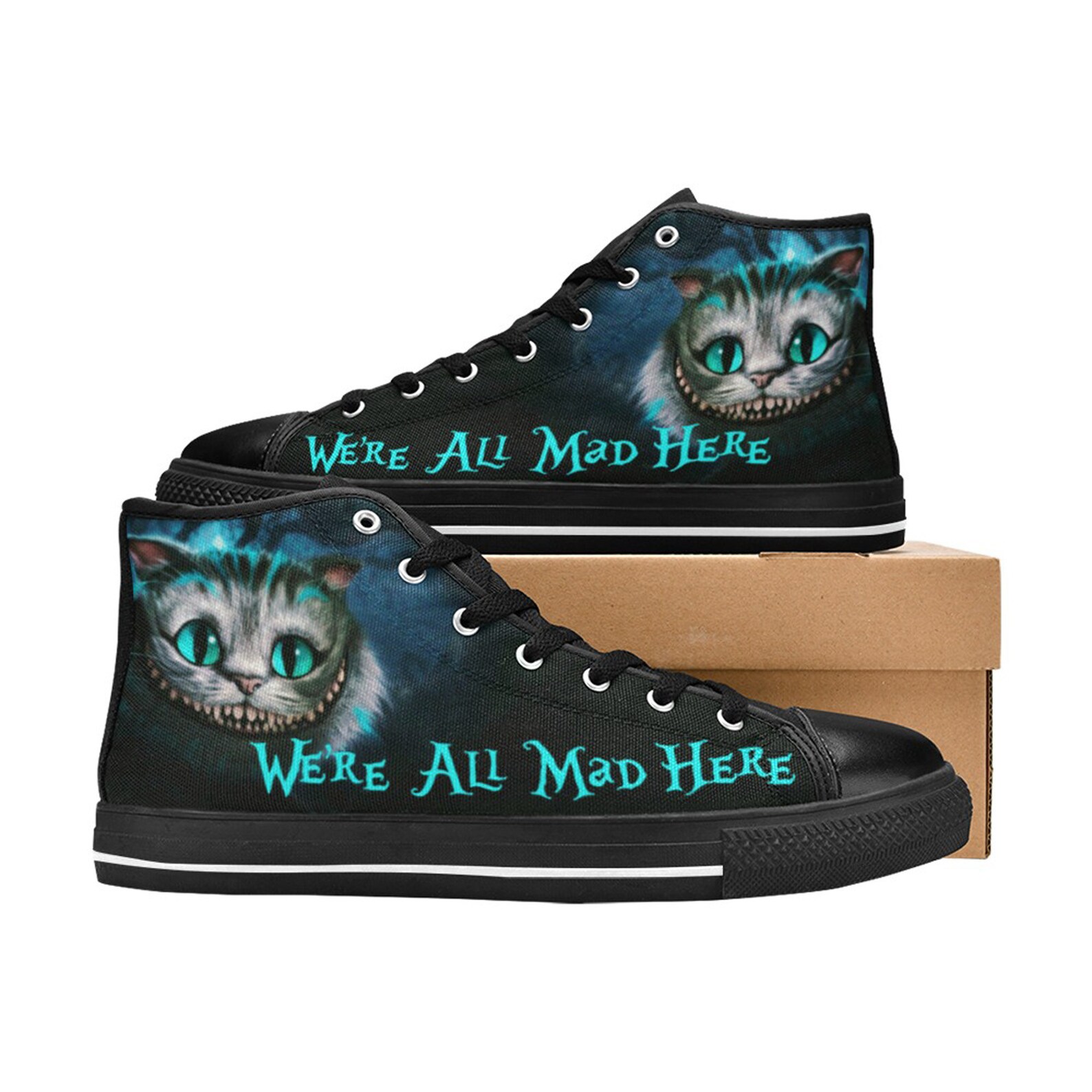 Cheshire Cat shoes Alice in Wonderland themed custom shoes