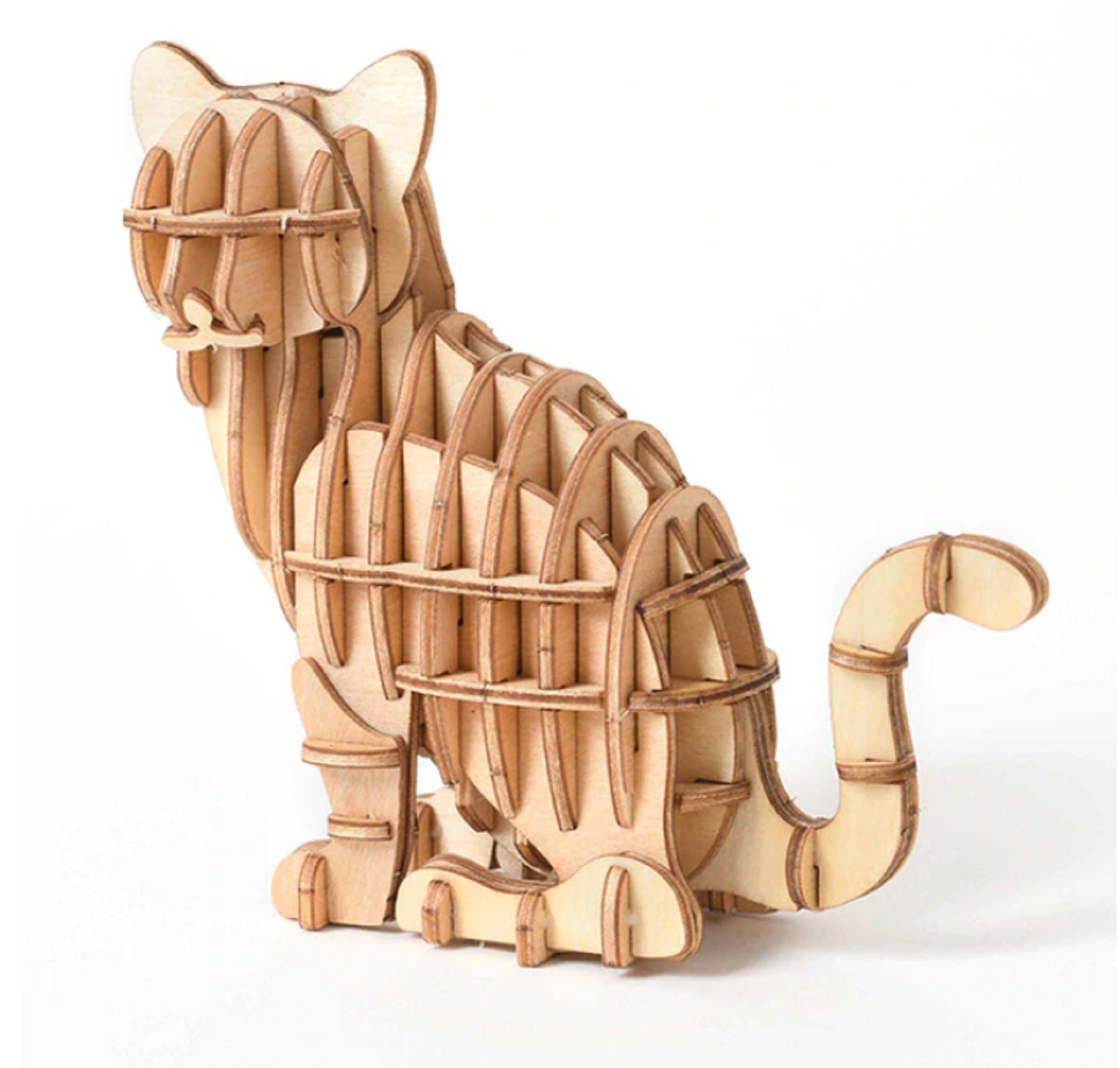 3D Wooden Puzzle Jigsaw Puzzle Laser Cutting DIY Animal Cat Etsy