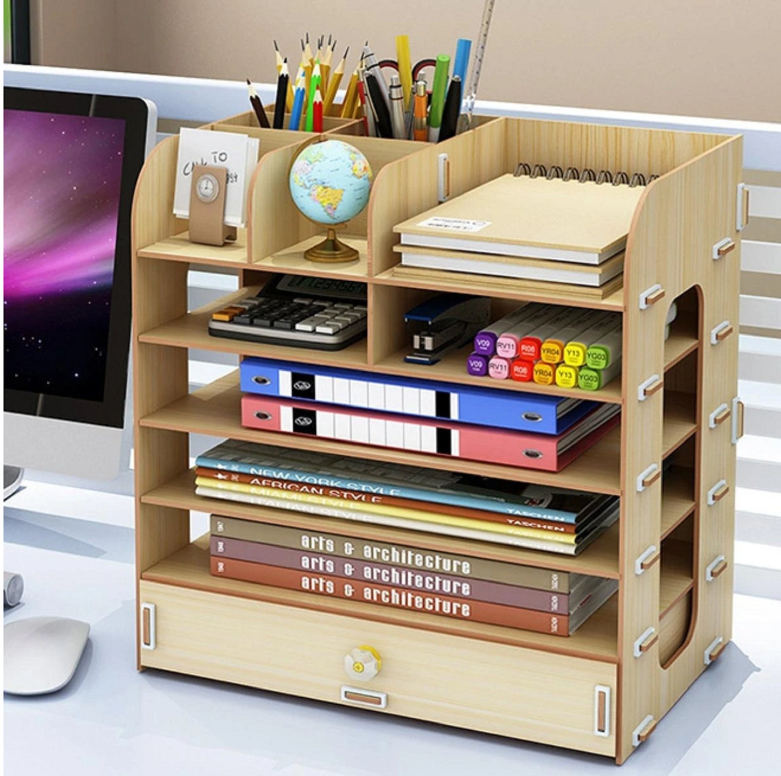 Wood Shelves Desktop Wooden Storage Shelf Rack Multi-Layer | Etsy