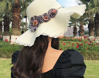 2019 Hats for Women Wide Brim Summer Sun Hat Big Flower Floppy Beach Hat Sun Bonnie Ladies Packable Straw Hat 2019 Hats for Women Wide Brim Summer Sun Hat Big Flower Floppy Beach Hat Sun Bonnie Ladies Packable Straw Hat