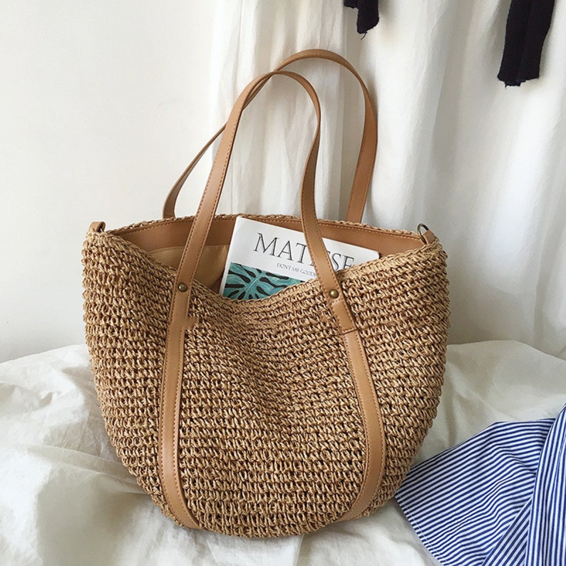 Summer Beach Tote Bag Large Capacity Straw Bags Handmade Woven - Etsy