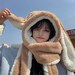 Cute Rabbit Ear Hat Scarf Winter Caps For Women Warm Casual Hats Casual Girl Accessories 