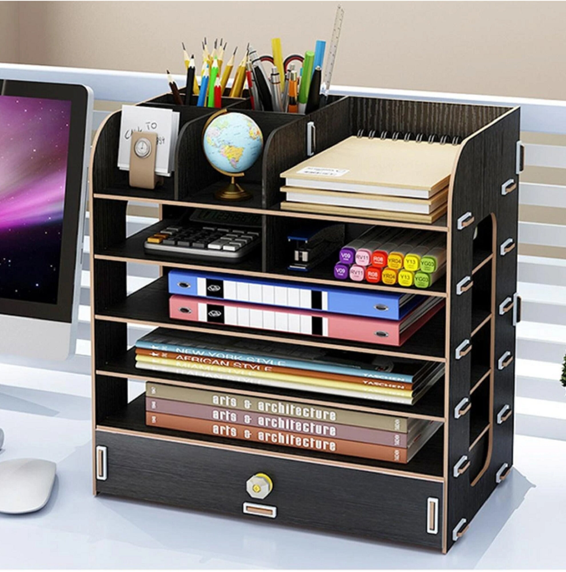 Wood Shelves Desktop Wooden Storage Shelf Rack MultiLayer Etsy