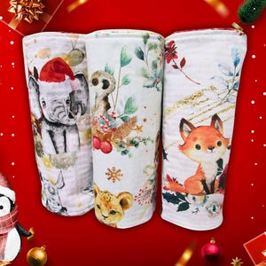 set of washable paper towels, Christmas animal paper towels, zero waste, reusable paper towels/washable Christmas table napkins