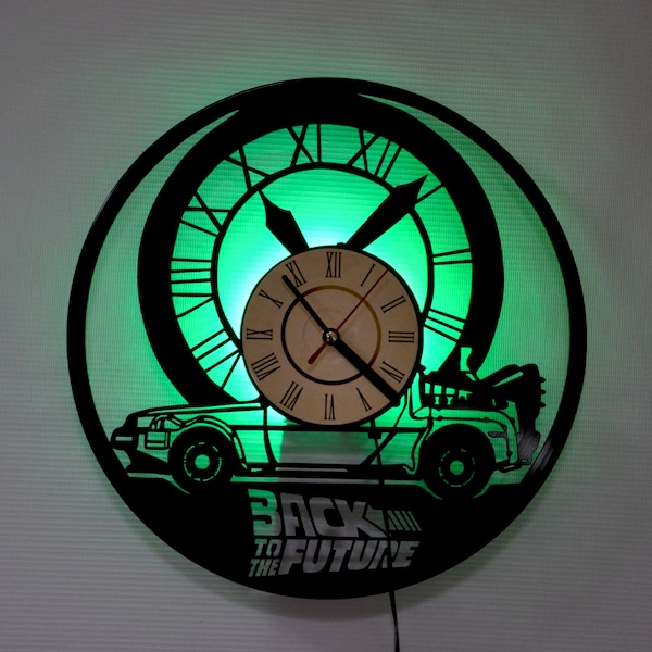 Back to the Future Vinyl Record Clock - LED Night Light, Man Cave Decor