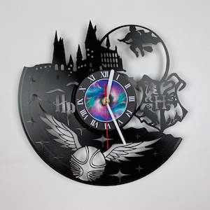 Wizard clock, Gifts for movie lovers, Vinyl Record Clock, Wizarding world room decor aesthetic, lp Clock, Unique gift wall clock