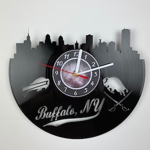 Vinyl Record Wall Clock: Unique American Football Design for Bedroom Decor, Ideal Birthday Gift for Him - Bills Fan Edition