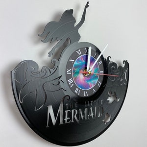 Mermaid Vinyl Record Wall Clock - A Lovely Addition to Your Baby Girl&#39;s Under the Sea-Themed Nursery Decor