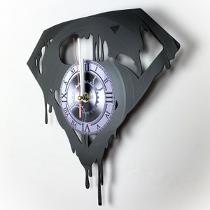 Personalized Superhero Man of Steel Vinyl Record Wall Clock – Unique Gift for Comics Lovers and Superhero Birthday Parties