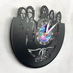 Unique Aerosmit Vinyl Record Wall Clock for Music Enthusiasts, Stylish Rock Album Cover Man Cave Decor