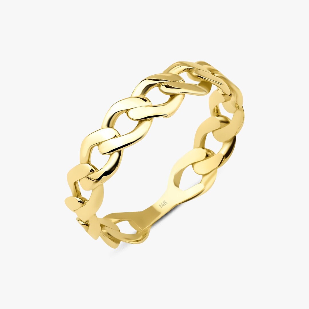 14K Gold Chain Ring 14K Solid Gold Chain Ring Fine Jewelry Etsy
