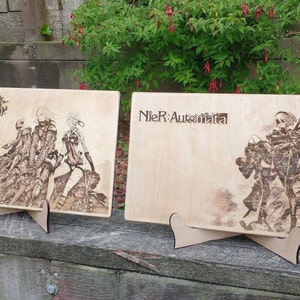 Discounted Two Pack! Laser Engraved Nier Replicant and Nier Automata Artwork on Birch Hardwood Plywood