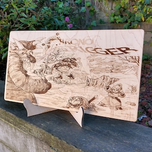 Laser Engraved Chrono Trigger Artwork on Maple Plywood - Heckran Battle