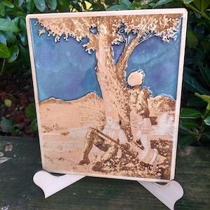 Laser Engraved Final Fantasy Tactics Artwork on Birch Hardwood Plywood with Resin Inlay - Ramza and Balthier