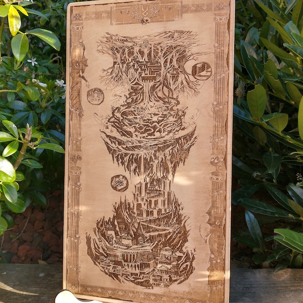Laser Engraved Hades Map Artwork on Birch Hardwood Plywood
