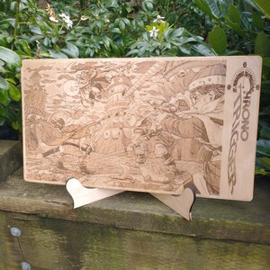 Laser Engraved Chrono Trigger Artwork on Birch Hardwood Plywood - Magus Battle