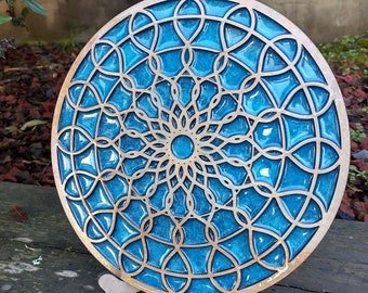 Lasercut Mandala Geometric Art with Resin Inlay