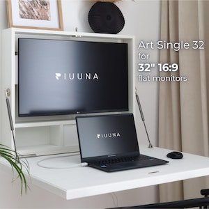 Wall-Mounted Foldable Desk for 32” Monitor, Large Floating Murphy Desk, Hidden Home Office Workspace, Space Saving Solid Workstation