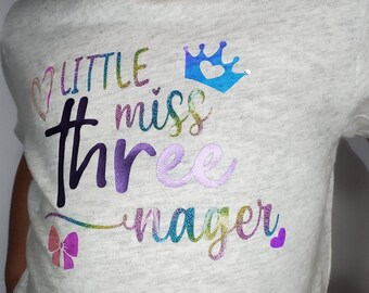 T-Shirt  3 dritter Geburtstag Threenager zum aufbügeln Aufbügler Bügelbild 
