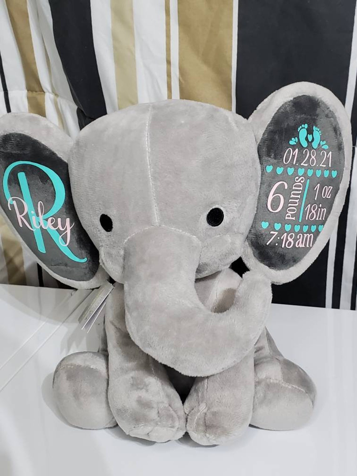 Baby Birth Announcement Elephant Stuffed Elephant Cute Etsy