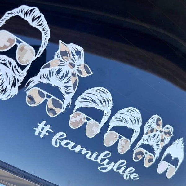 Familylife Decal, Bearded Dad, Momlife, Kidlife, Dadlife, Family Car decal