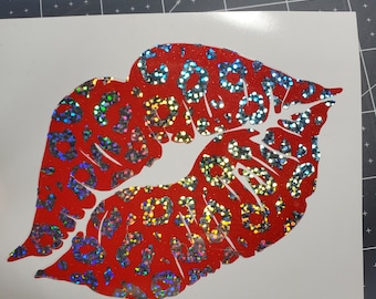 Leopard Print Lips Decal | Leopard Lips Sticker | Car sticker, tumbler sticker, laptop decal