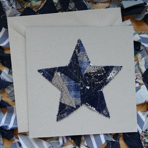 Handgemaakte sterwenskaart - medium, patchwork van de nachtelijke hemel