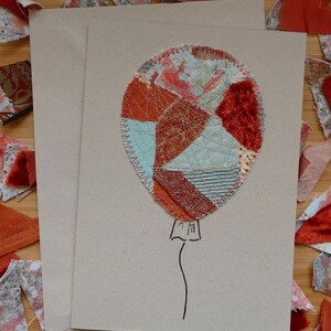 Handmade Balloon Greeting Card - large, percuil patchwork