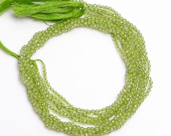 2.5 mm Natural Peridot Faceted Round Rondelle Beads For Jewelry 33 cm Strand