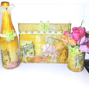 Original Shabby Chic Roses Decoupage Set: Roses Artisan Handcrafted Home Décor