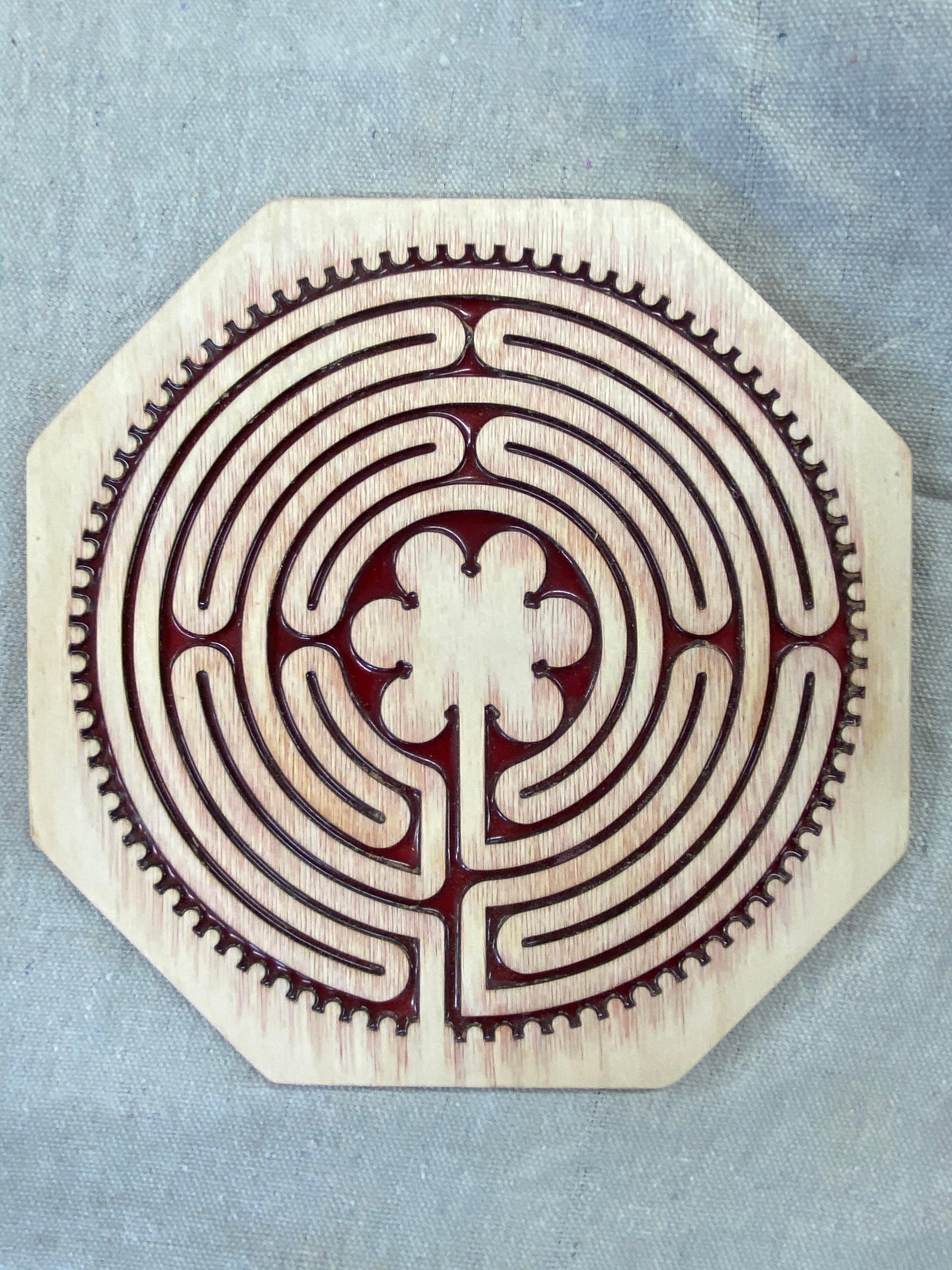 Wooden Chartres Labyrinth with Red Epoxy Etsy
