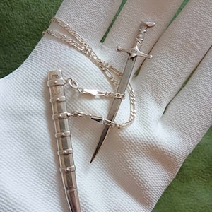 New Year&#39;s Sale! Fully Pure silver 925-Decorative Knight&#39;s Short Sword, Knife Crusaders Sword  Collectible miniature ,  handmade