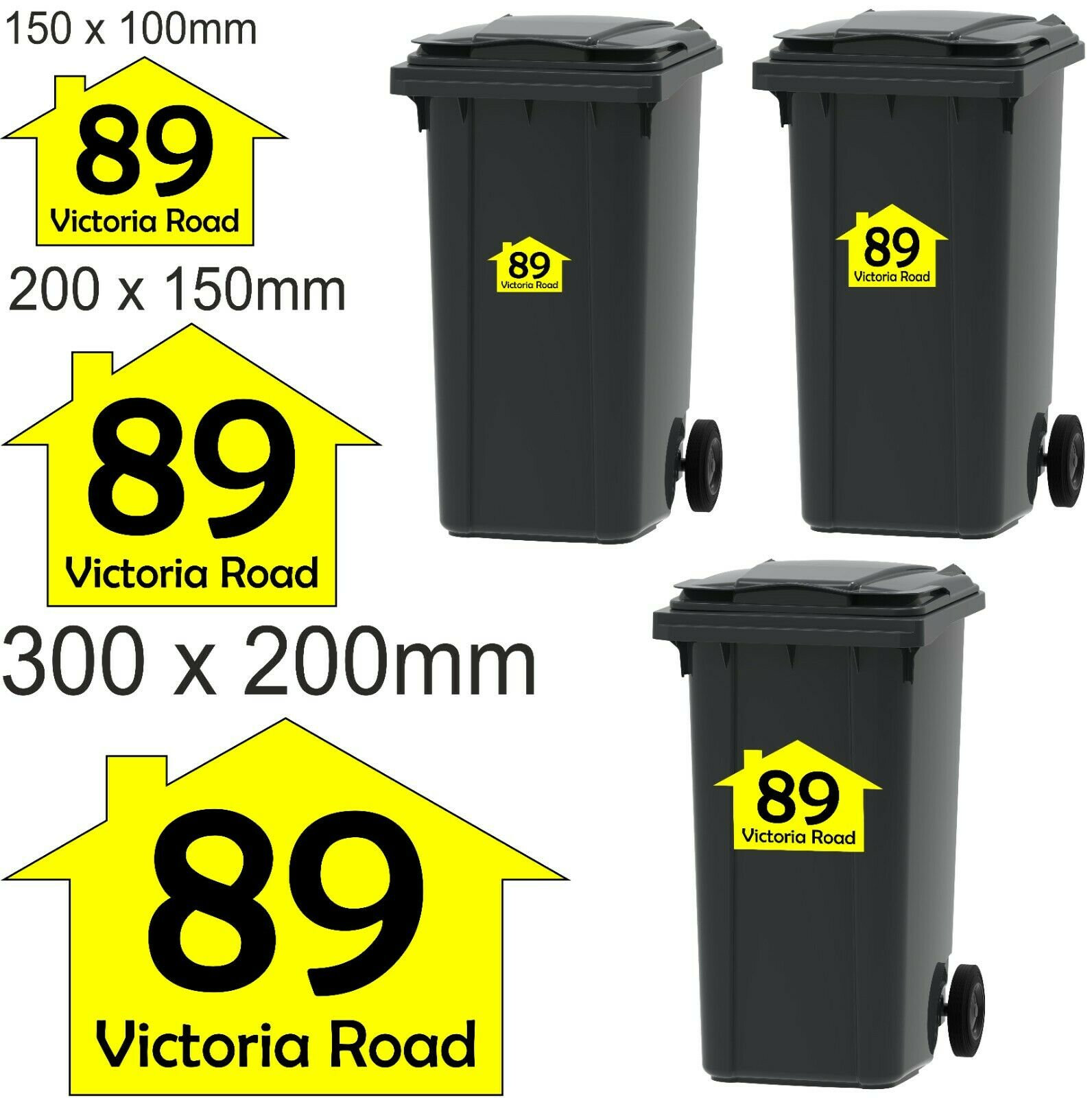 4x Wheelie Bin Number Vinyl Stickers Customised with Road Name Etsy