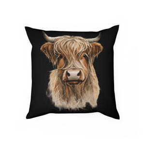 Cushion, Highland Cow Pillow, Farmhouse Decor, Country Living Room Cushion, Rustic Home Accent, Cute Cow Pillow
