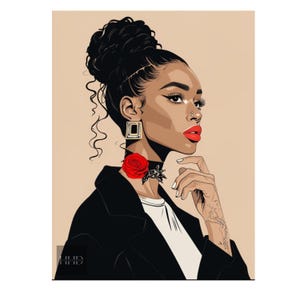 Plakat artystyczny Black Afro Woman | Sztuka Black Woman | Plakat artystyczny Black | Wydruk ścienny | Wystrój domu | Plakat artystyczny Black | (Rama nie jest dołączona)