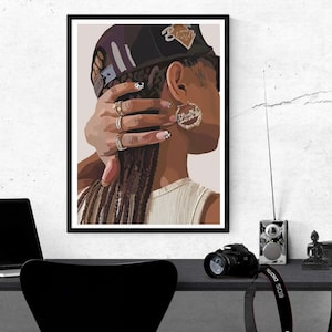 Black Afro Woman Art Poster| Black Woman Art| Black Art Poster |  Wall Print | Necklace |Home Decor |Black Art Poster | (Frame Not Included)