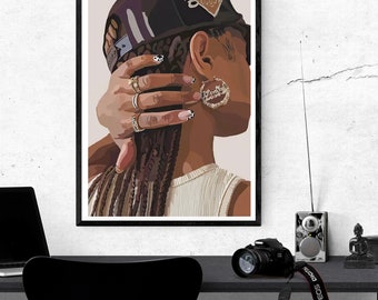 Black Afro Woman Art Poster| Black Woman Art| Black Art Poster |  Wall Print | Necklace |Home Decor |Black Art Poster | (Frame Not Included)