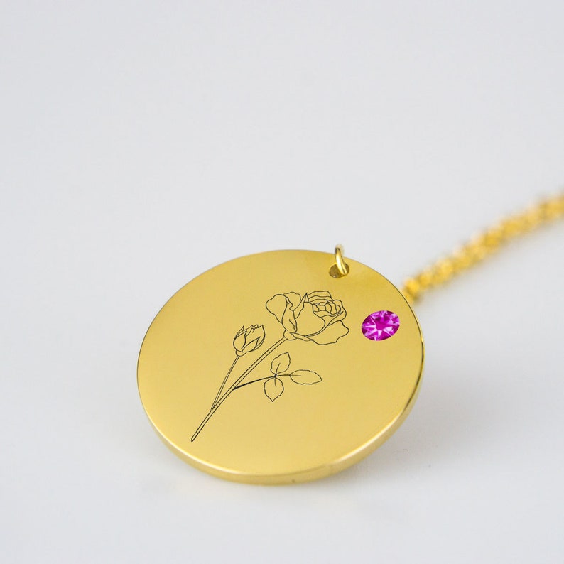 June Birth Month Flower Necklace With Birthstone June Etsy