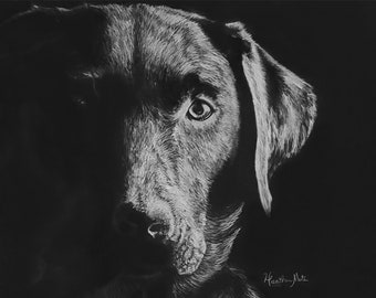 Companion Giclée Print, Dog Portrait, Dog Drawing Print, Dog Art Print, Dog Painting, Black Lab Portrait, Black Lab Art, Black Lab Drawing