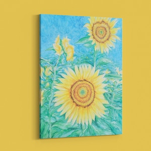 Original 12x16 Inch Sunflower Canvas Painting, Watercolor Sunflower Painting, Sunflower Art, Floral Watercolor Painting, Sunflower Artwork