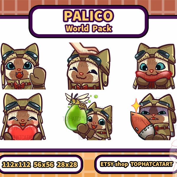 Palico Monster Hunter World Pack Emotes for Twitch, Discord
