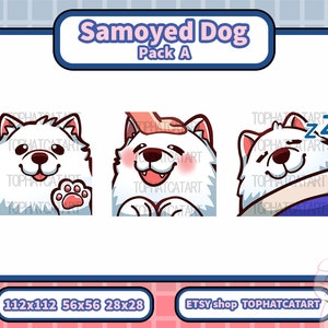 3 x Samoyed Dog Emotes Pack A for Twitch, Discord