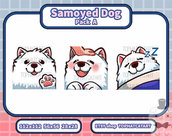 3 x Samoyed Dog Emotes Pack A for Twitch, Discord