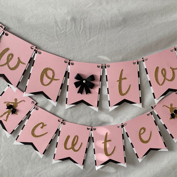 Two two cute banner, tutu cute, birthday banner, ballerina birthday banner, tutu birthday party decor, two two cute birthday party