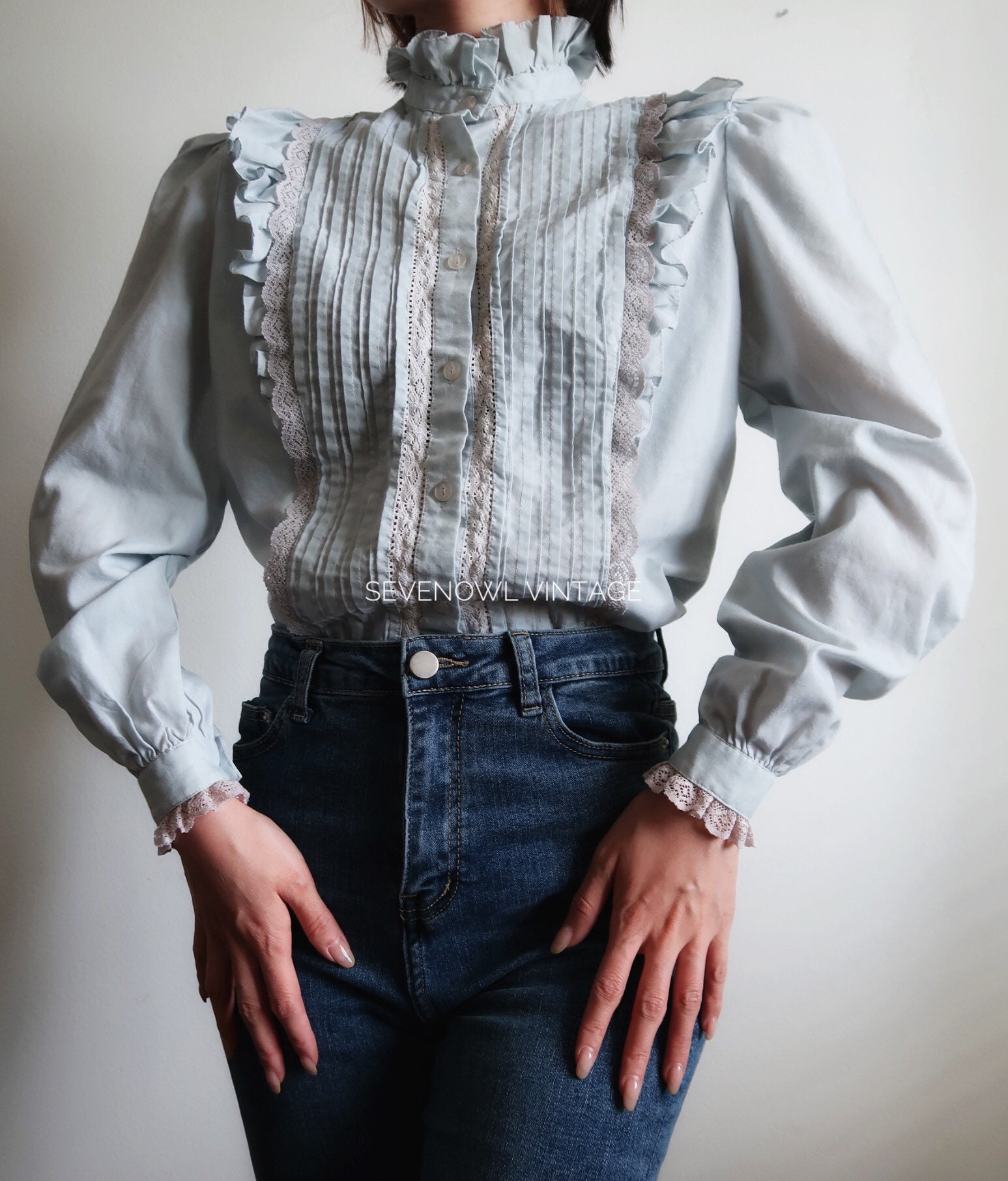 old fashioned high neck blouse