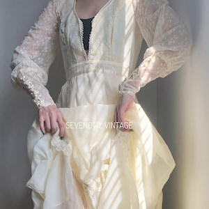 Vintage 1970s Gunne Sax White Maxi Dress Gunnie, Jessica McClintock, Lace Dress, Size 11