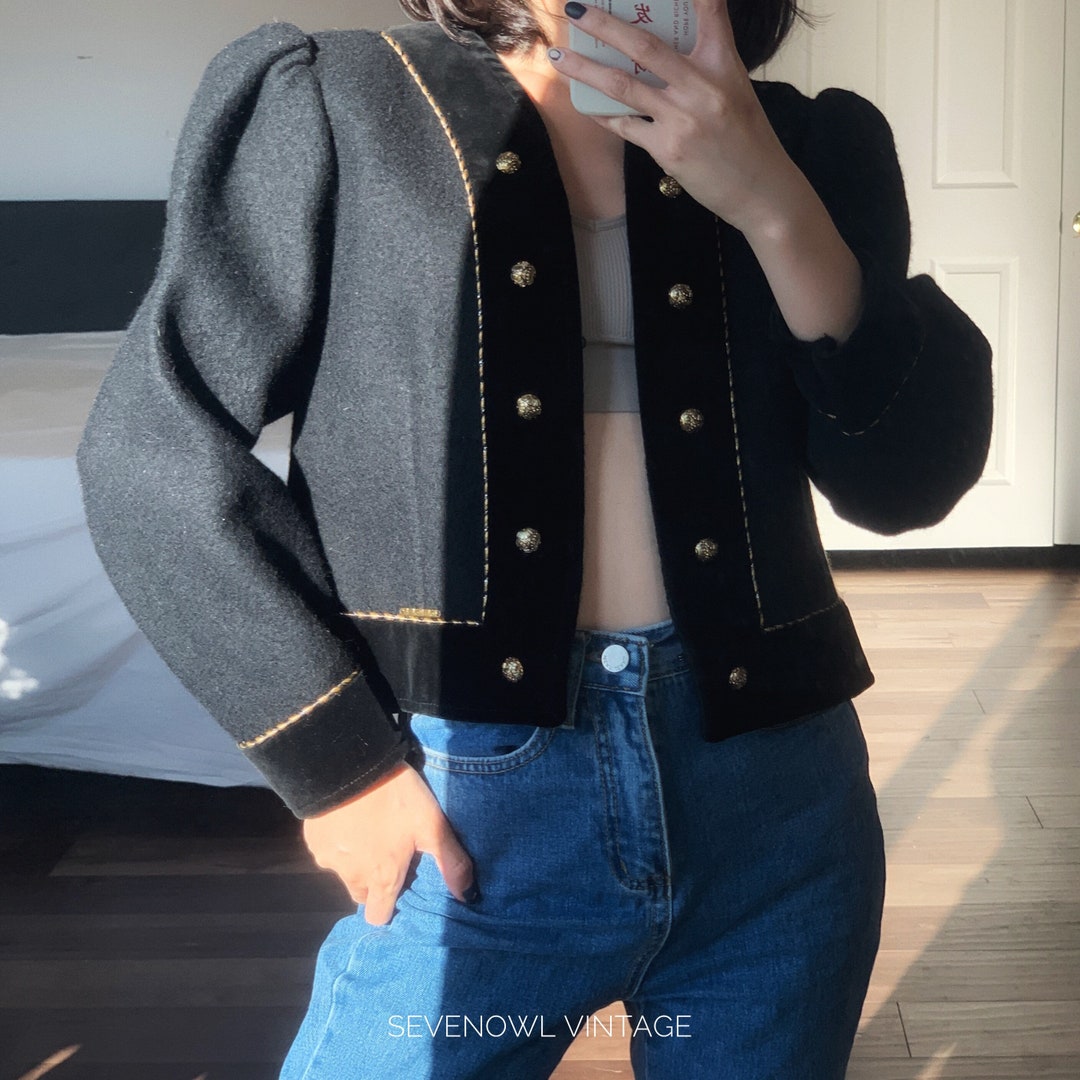 Vintage Geiger Austrian Wool Black Cardigan Jacket Etsy