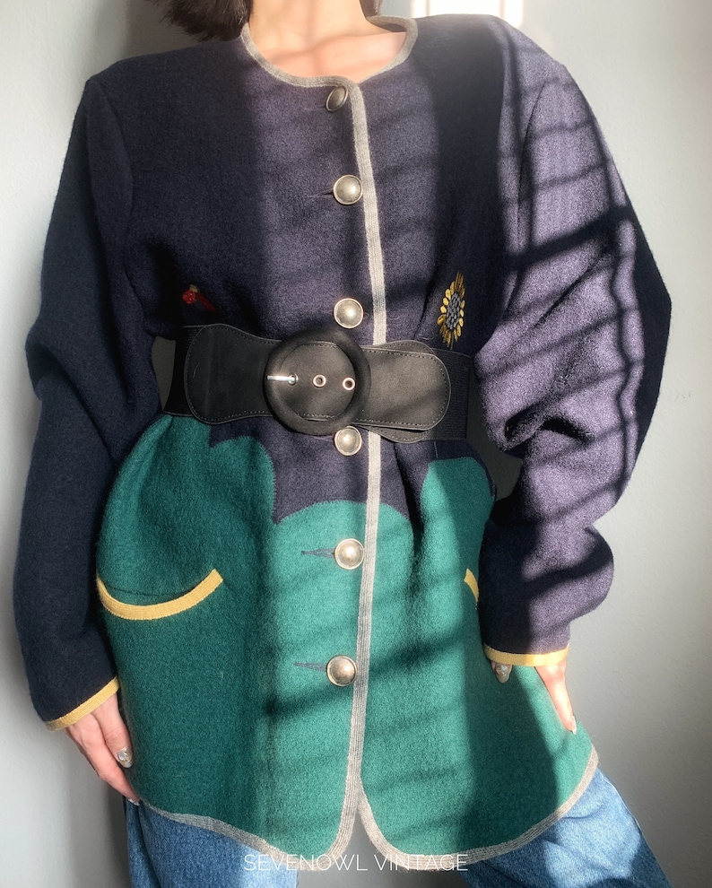 Vintage Geiger Austrian Wool Village View Cardigan Oversized Style Etsy